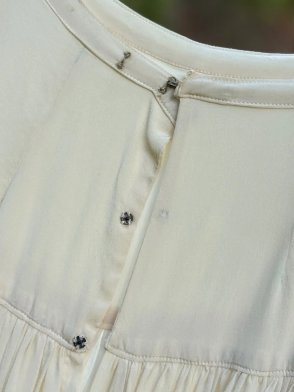 Vintage 1940s William Skinner Turku Long Skirt S Silk Rayon Off White Gathered